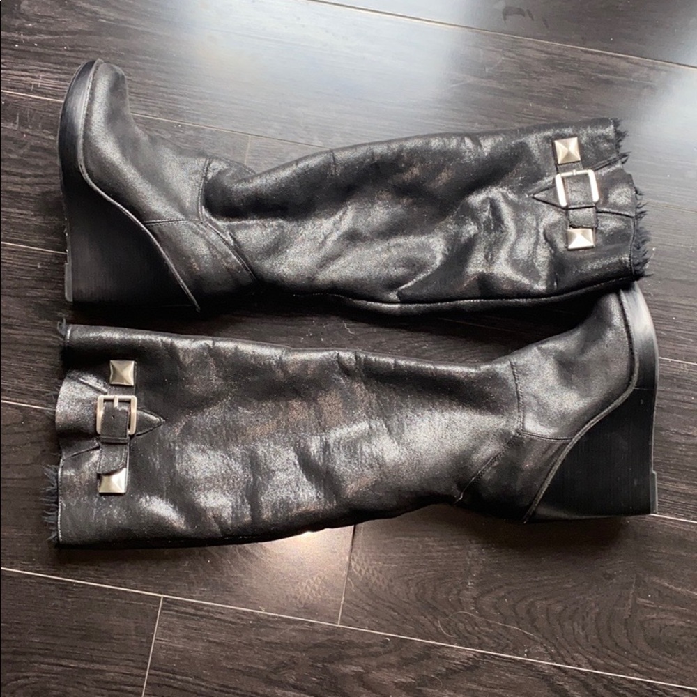 Micheal Kors fur lined wedges boots black